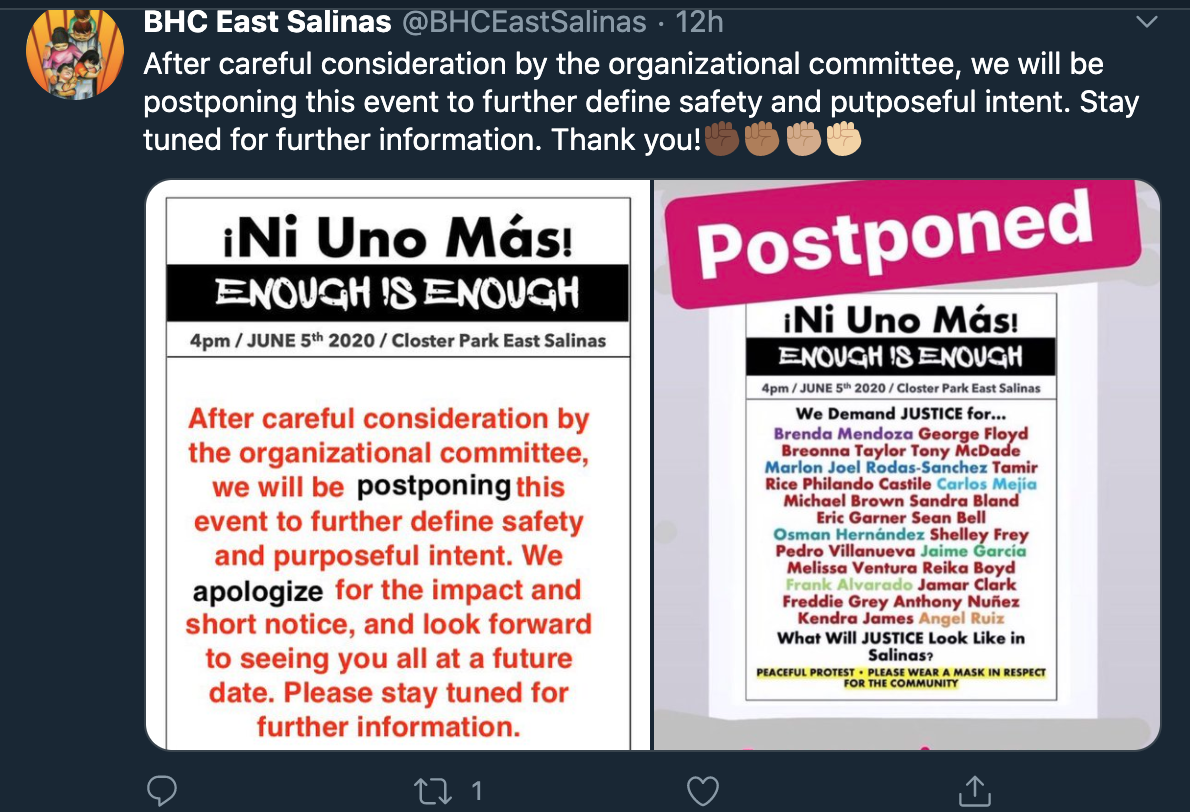 protest postponed
